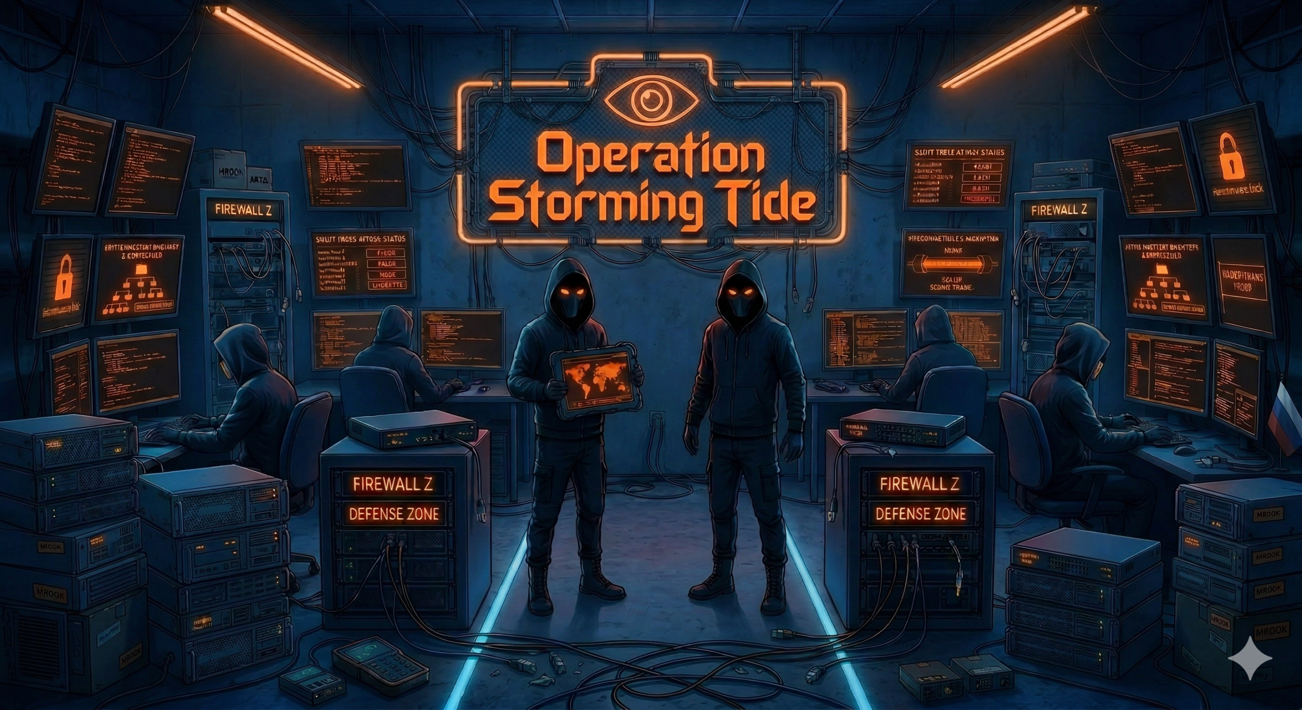 Tactical analysis of Storming Tide criminal campaign infrastructure and data exfiltration techniques - image generated by Google Gemini